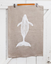 Load image into Gallery viewer, Migalu Yalingbilla (White Humpback) - Handprinted Linen Tea Towel