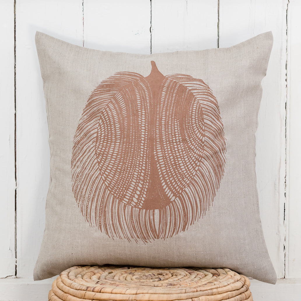 Echidna - Handprinted Linen Cushion Cover