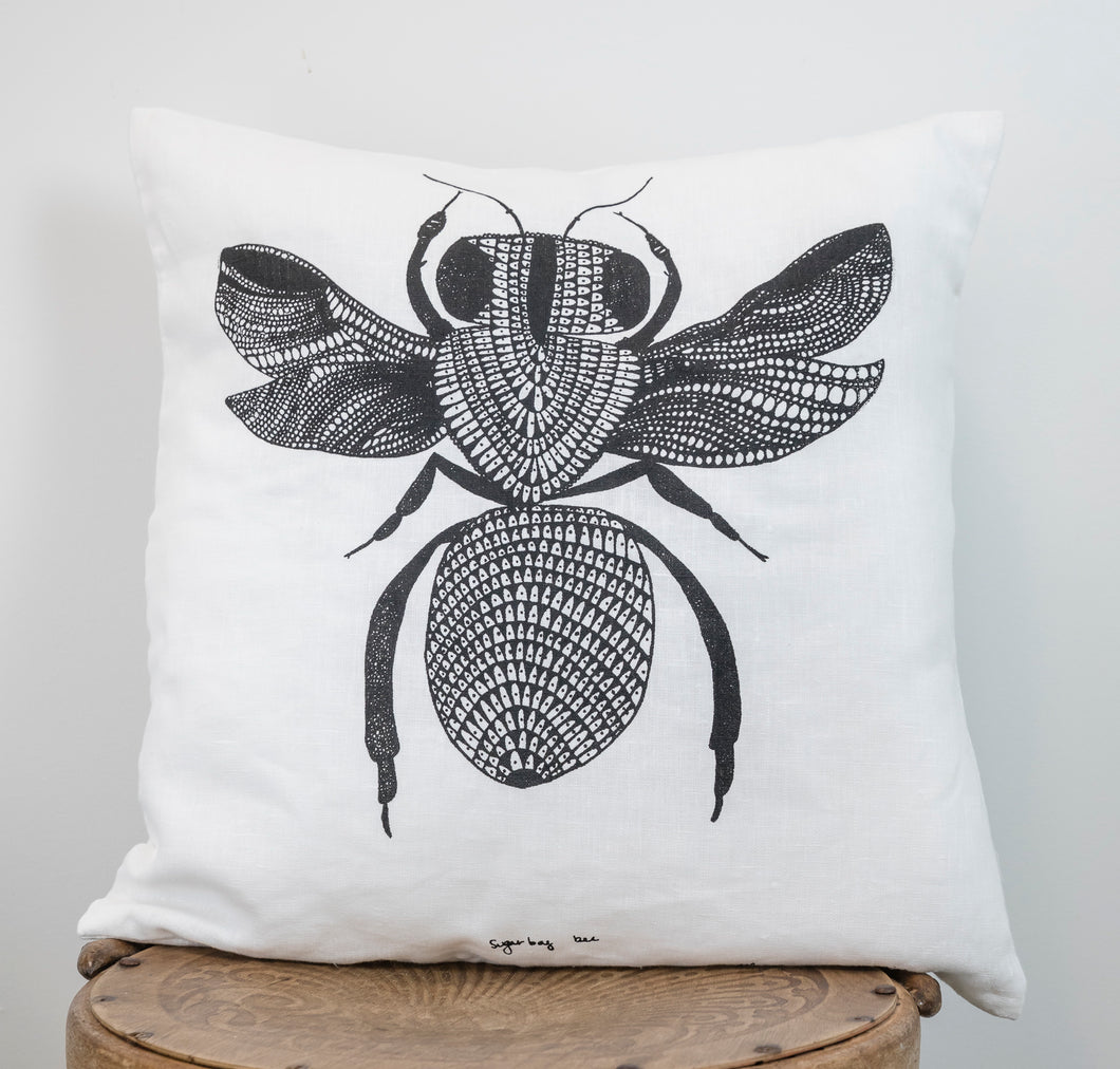 Sugarbag Bee - Handprinted Linen Cushion Cover