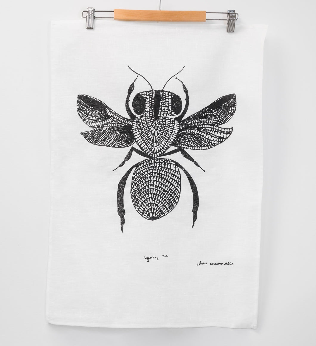 Sugarbag Bee - Handprinted Linen Tea Towel