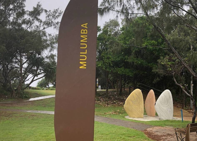 Quandamooka artwork, 2.5 metre tall eugarie shells unveiled at Point Lookout on North Stradbroke Island