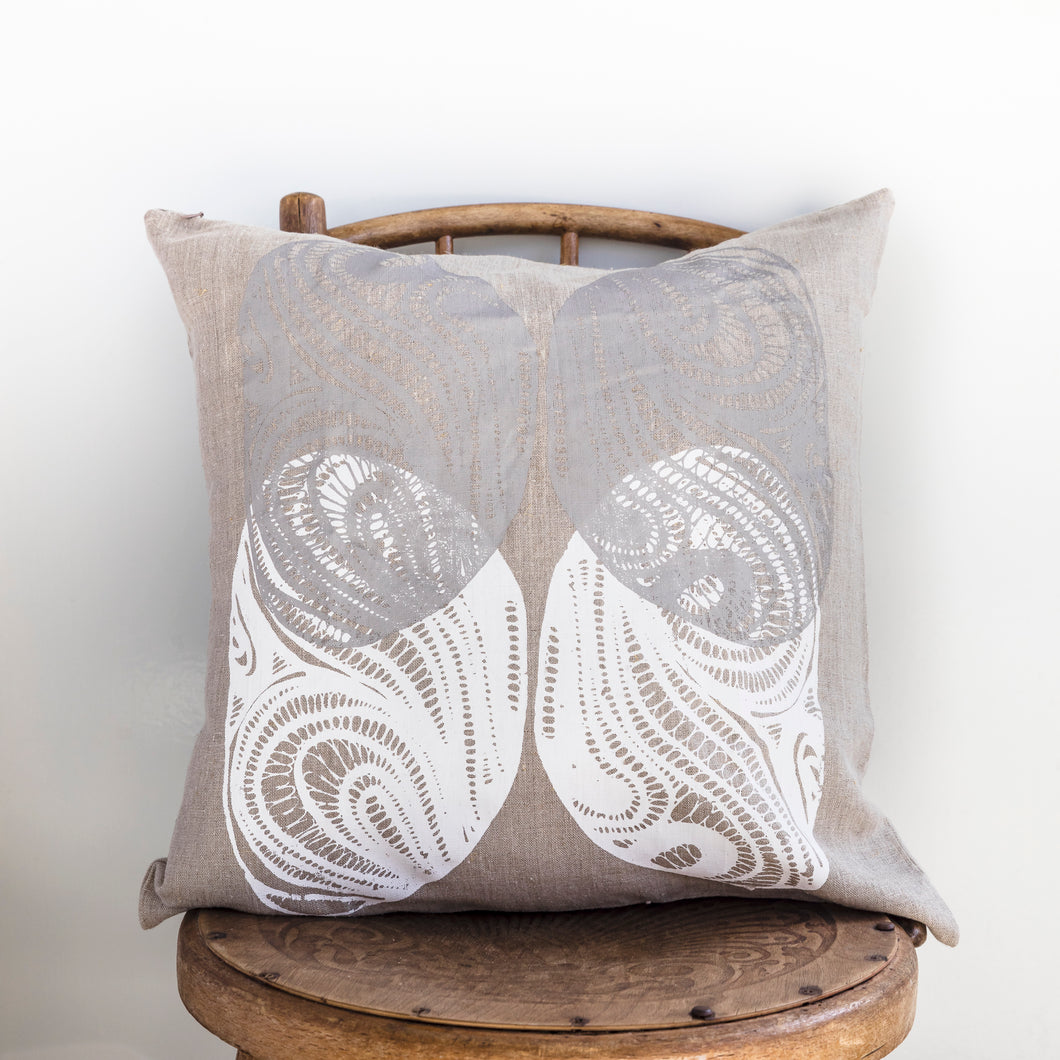 Kinyingarra (Oyster) - Handprinted Flax Linen Cushion Cover