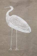 Load image into Gallery viewer, Garagun (White Heron) - Handprinted Flax Linen Tea Towel
