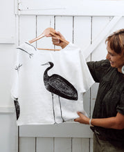 Load image into Gallery viewer, Garagun (White Heron) - Handprinted Linen Top
