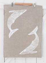 Load image into Gallery viewer, Migalu Yalingbilla (White Humpback) - Handprinted Linen Tea Towel

